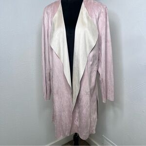 CHICO'S Women's Faux Suede Double Face Duster Open Jacket Pale Pink Sz 2. 10 12
